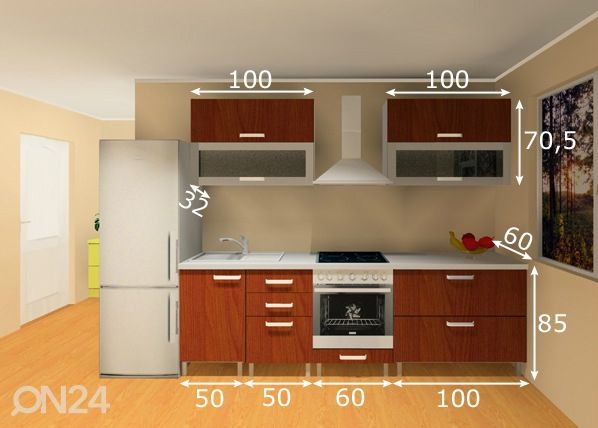 Köögimööbel Linda 1 PL 260 cm mõõdud
