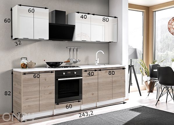 Köögimööbli komplekt 243,2 cm mõõdud