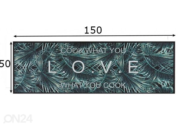 Köögivaip Cook & Wash Love What You Cook mõõdud