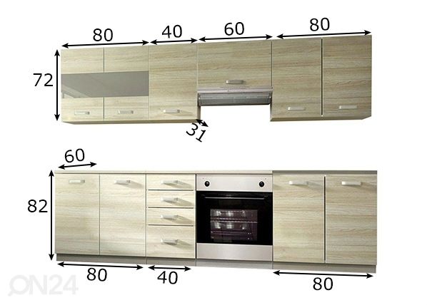 Köök 260 cm mõõdud