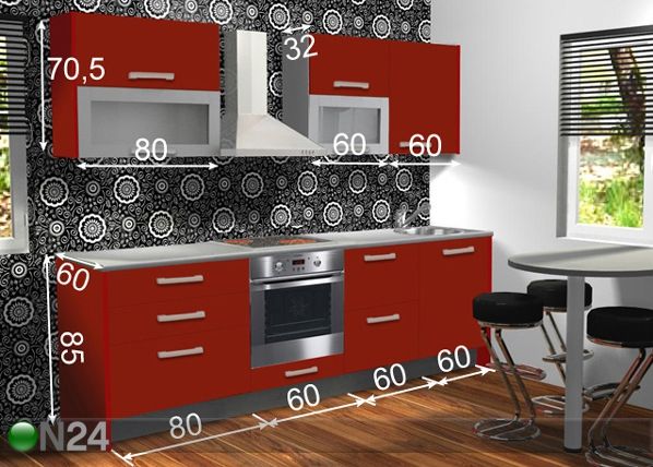 Köök koos tehnikaga Anna 1 PLKT mõõdud