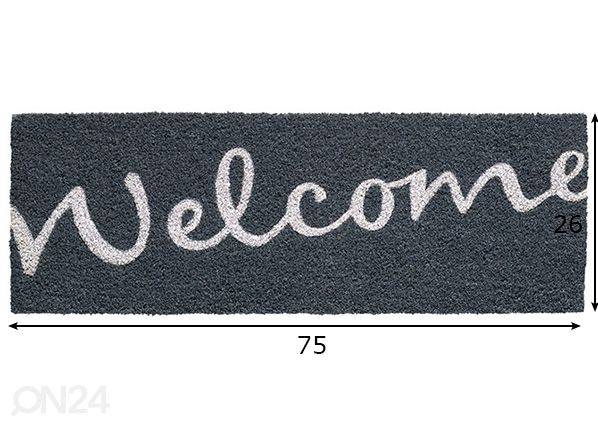 Kookosmatt Ruco Print Welcome 26x75 cm, hall mõõdud