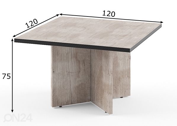 Koosolekulaud Torr 120x120 cm mõõdud
