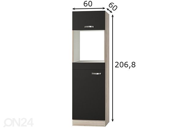 Kõrge köögikapp Faro 60 cm mõõdud