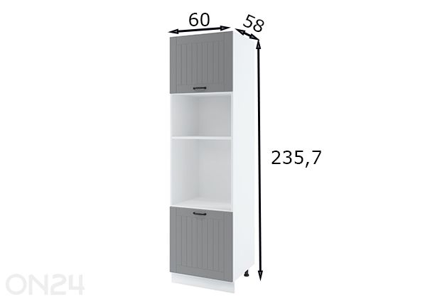 Kõrge köögikapp integreeritavale ahjule 60x235,7 cm mõõdud