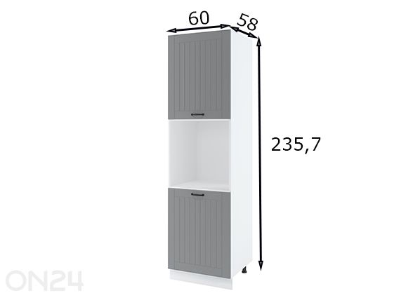 Kõrge köögikapp integreeritavale ahjule 60x235,7 cm mõõdud