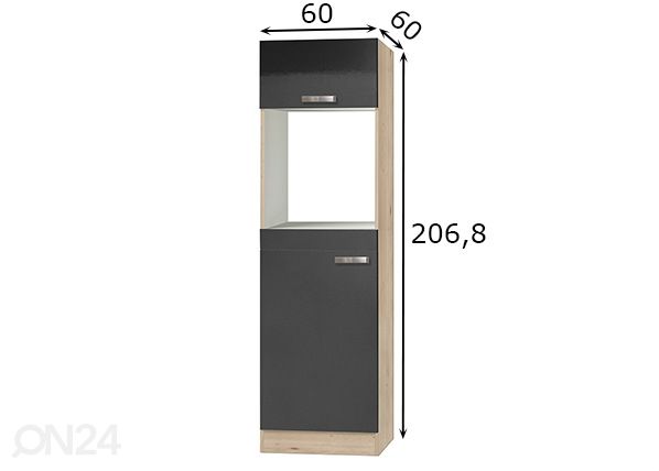 Kõrge köögikapp Udine 60 cm mõõdud