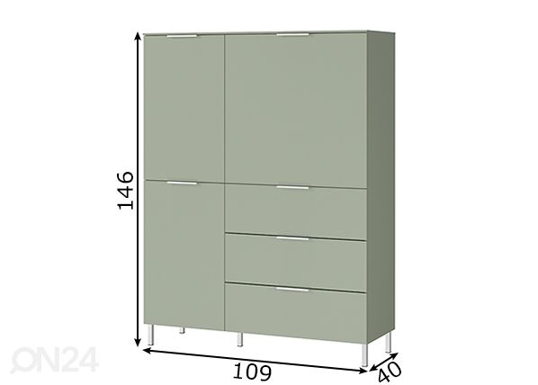 Kõrge kummut KENORA 109 cm mõõdud