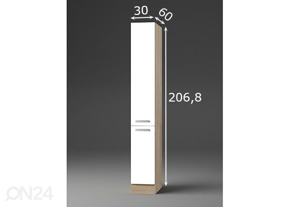 Kõrge väljatõmmatav köögikapp Zamora 30 cm mõõdud