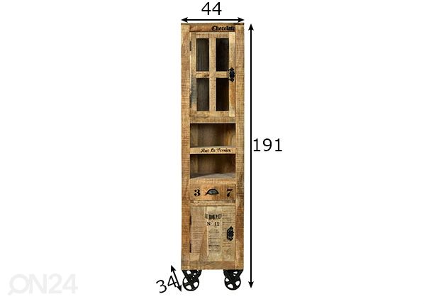 Kõrge vannitoakapp Rustic mõõdud