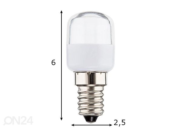 Külmkapi pirn LED E14 1 W mõõdud