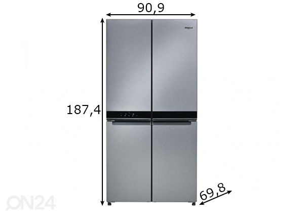 Külmkapp Side-by-side Whirlpool WQ9E1L mõõdud