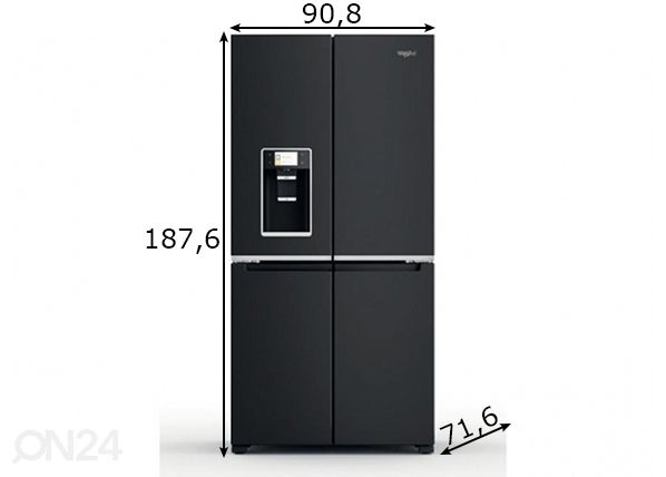 Külmkapp Side-by-side Whirlpool WQ9IFO1BX mõõdud