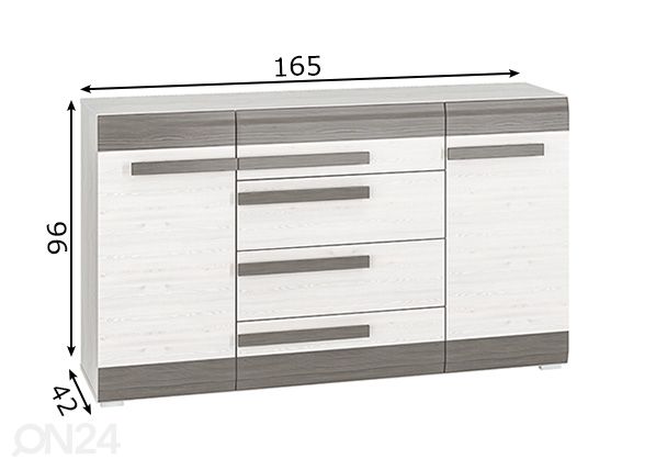 Kummut Bianca 165 cm mõõdud