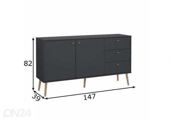 Kummut Bodo 147 cm, hall mõõdud