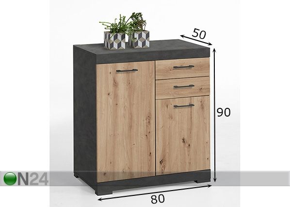 Kummut Bristol 2 XL 80x50xh90 cm mõõdud