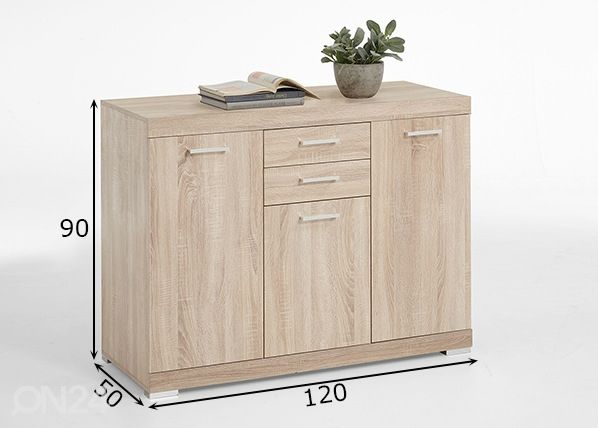 Kummut Bristol 3 XL 120x50xh90 cm mõõdud