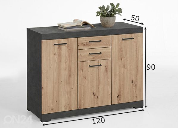 Kummut Bristol 3 XL 120x50xh90 cm mõõdud