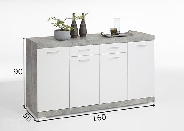 Kummut Bristol 4 XL 160x50xh90 cm mõõdud