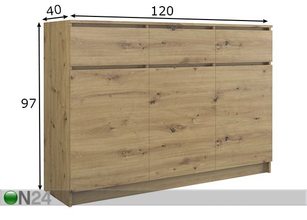 Kummut Capello 120 cm mõõdud