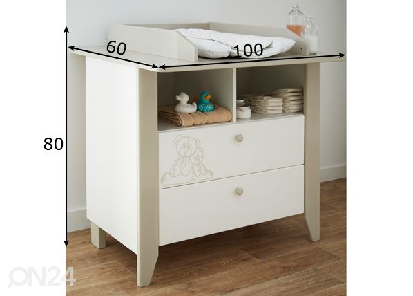 Kummut mähkimislauaga Ourson 70x55 cm mõõdud