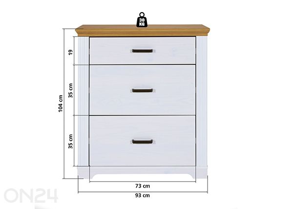 Kummut Maluno 93 cm mõõdud