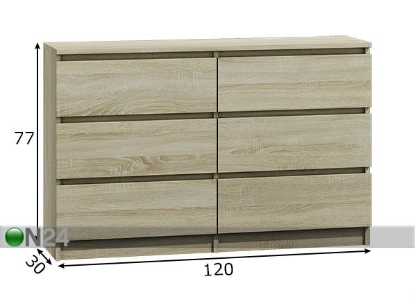 Kummut Malwa 120 cm mõõdud
