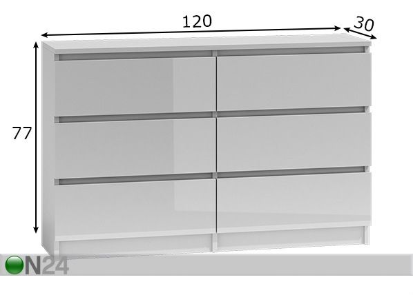 Kummut Malwa 120 cm mõõdud