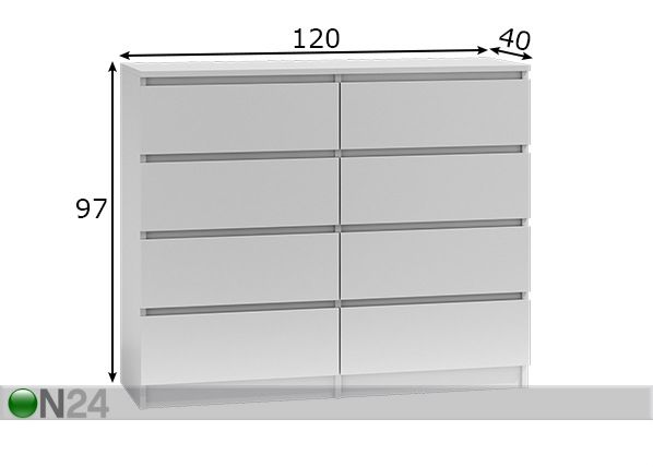 Kummut Malwa 120 cm mõõdud