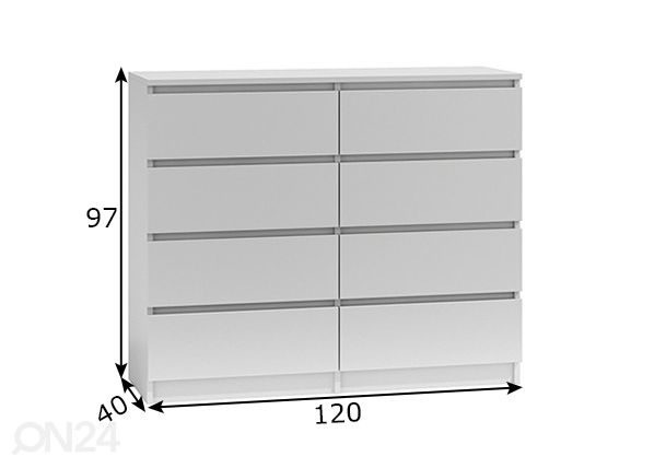 Kummut Parma 120 cm mõõdud