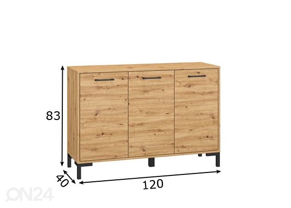Kummut Porto 120 cm mõõdud