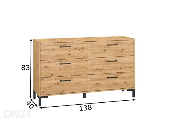 Kummut Porto 138 cm mõõdud
