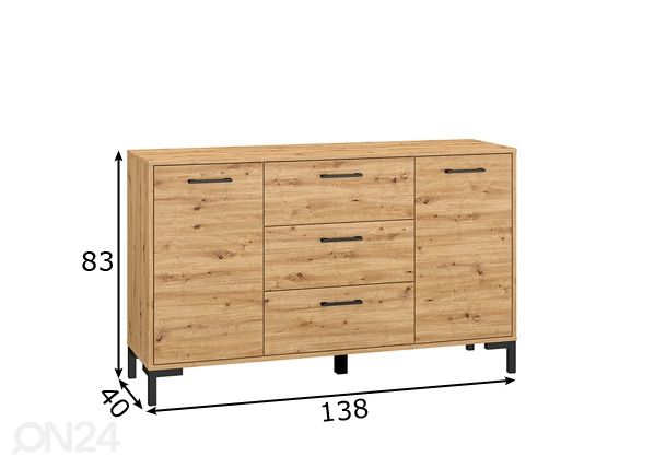 Kummut Porto 138 cm mõõdud