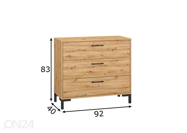 Kummut Porto 92 cm mõõdud