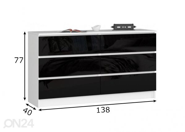 Kummut Sexto 138 cm mõõdud