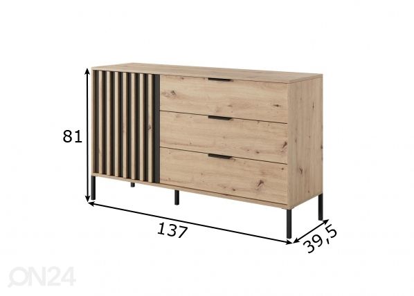 Kummut Tally B 137 cm mõõdud