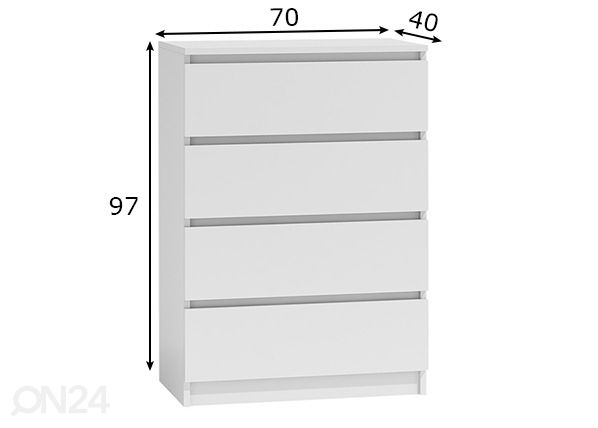 Kummut Toronto 70 cm mõõdud