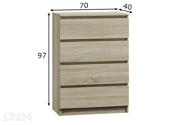Kummut Toronto 70 cm mõõdud