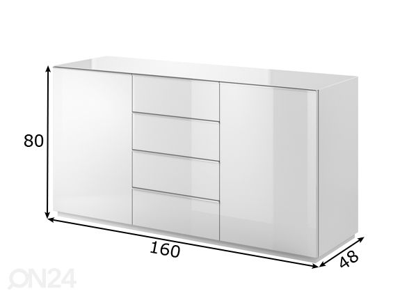 Kummut valge 160 cm mõõdud