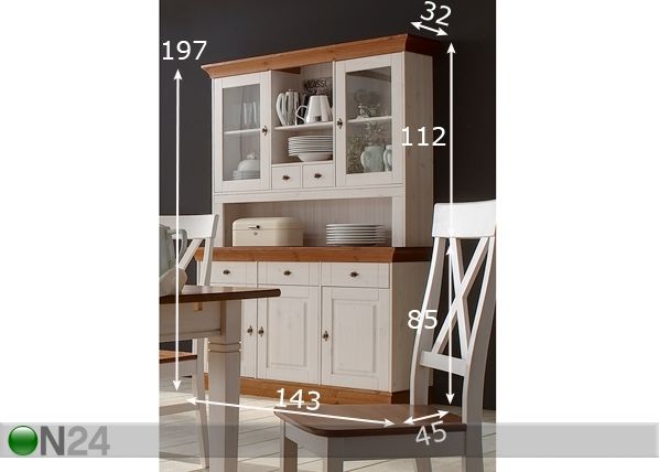 Kummut-vitriinkapp X-Line mõõdud