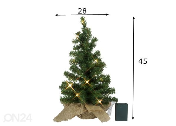 Kunstkuusk 45 cm LED tuledega mõõdud