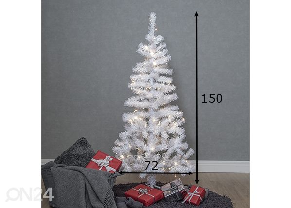 Kunstkuusk Alvik LED 150 cm, valge mõõdud