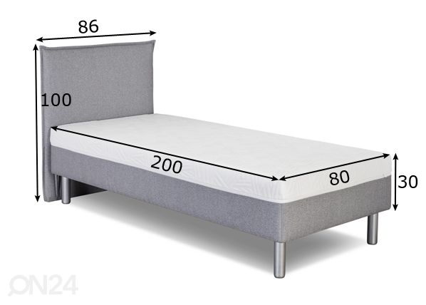 Kušett Hypnos Hera Cork otsaga (pocket) 80x200 cm mõõdud