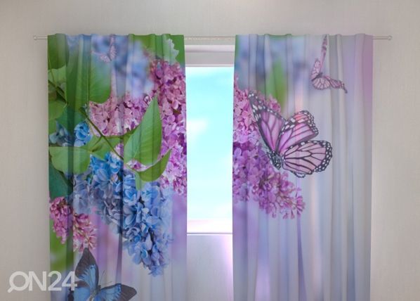 Läbipaistev kardin Lilac and butterflies 240x220 cm