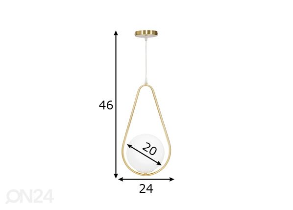 Laelamp Glam, kuld/valge mõõdud