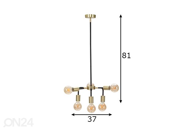 Laelamp Glam, kuldne/must mõõdud
