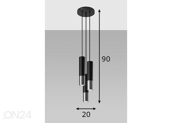 Laelamp Loopez 3P, must/kroom mõõdud