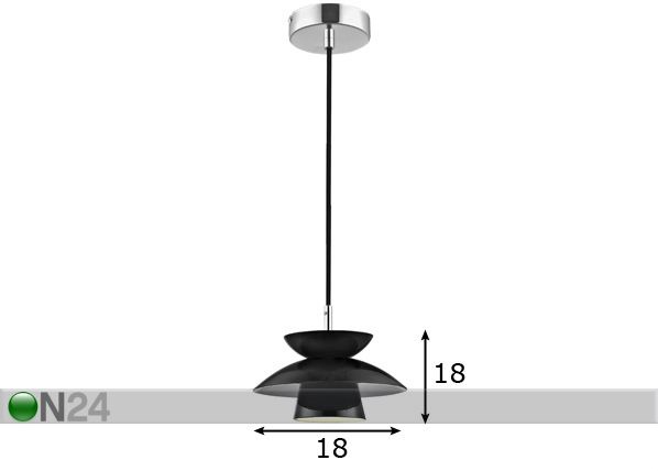 Laelamp Mini Dallas Black Ø18 cm mõõdud