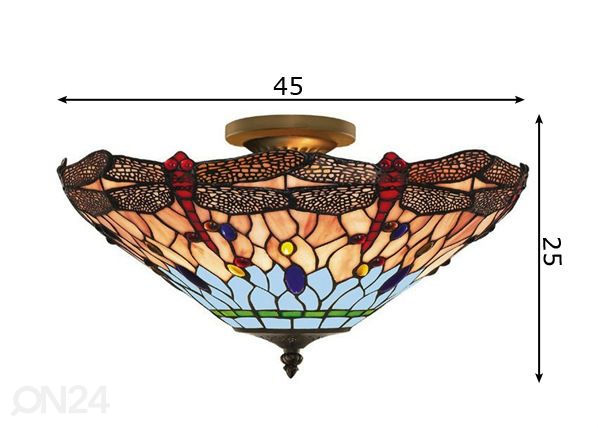 Laevalgusti Dragonfly Tiffany mõõdud