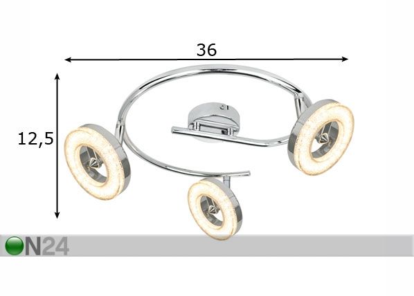 Laevalgusti Driso 3 LED mõõdud